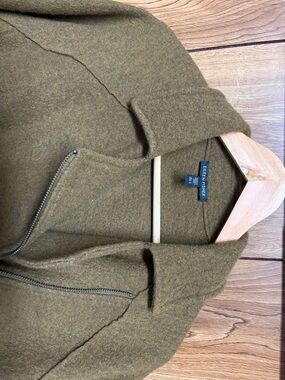 Eileen Fisher Olive Zip-Up Wool Jacket